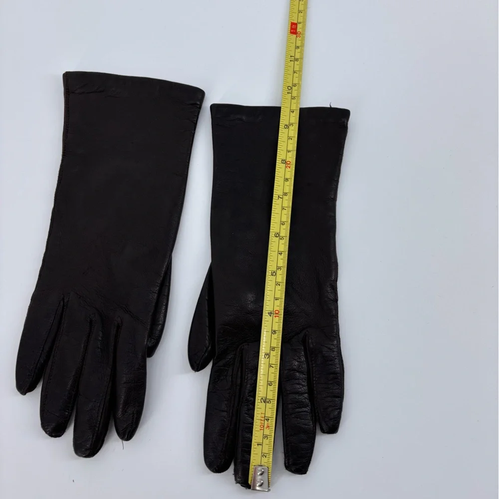Vintage Brown-Black Leather Gloves – Size 6½